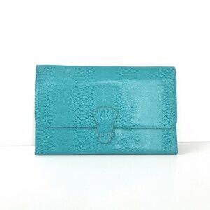 Aspinal of London Travel Wallet in Teal Leather